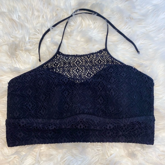 PLUS Torrid size XL halter lace black swim top - Picture 3 of 7